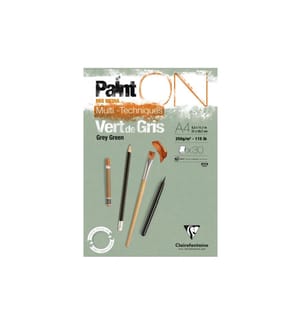 CLAIREFONTAINE - Bloc à dessin PaintON A4, 30 feuilles, vert-gris