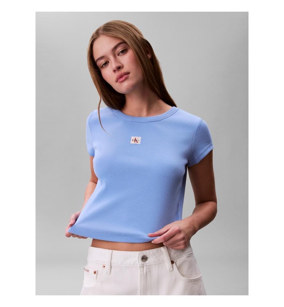 T-Shirt gewebtes Monogramm-Logo Slim - C32