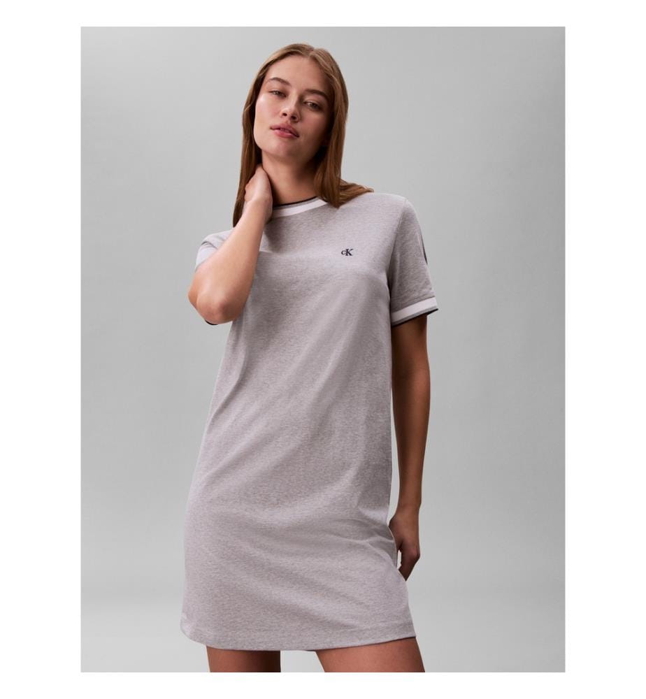 T-Shirt Kleid Ringer Sportlich - Grau