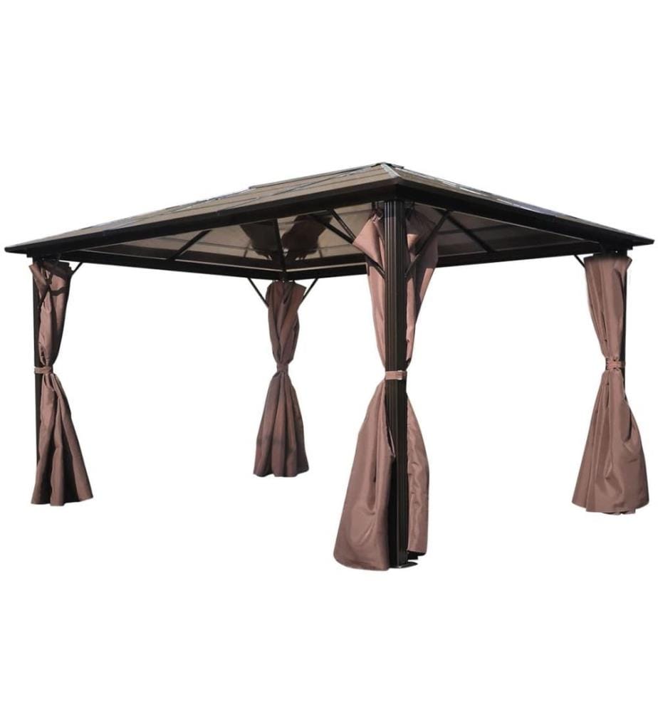 Pavillon mit Vorhängen Braun Aluminium 400 x 300 cm