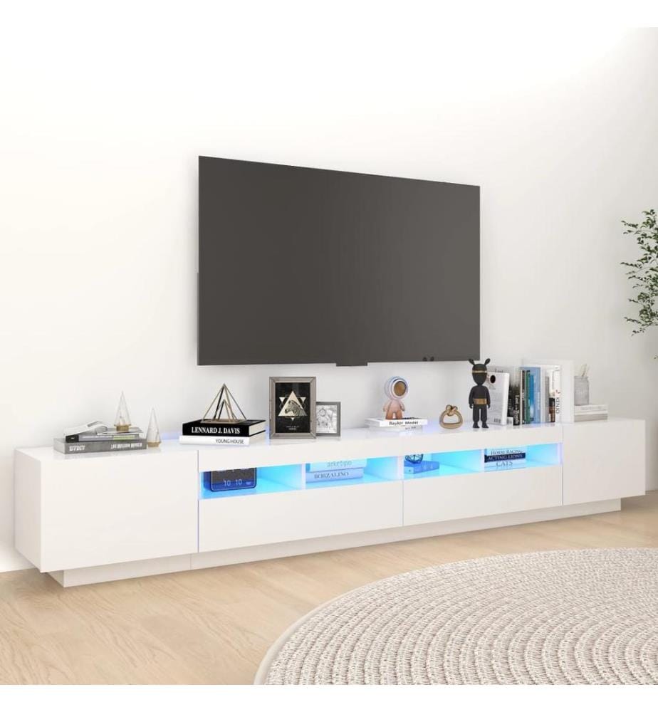 TV-Schrank mit LED-Leuchten Weiss 260x35x40cm