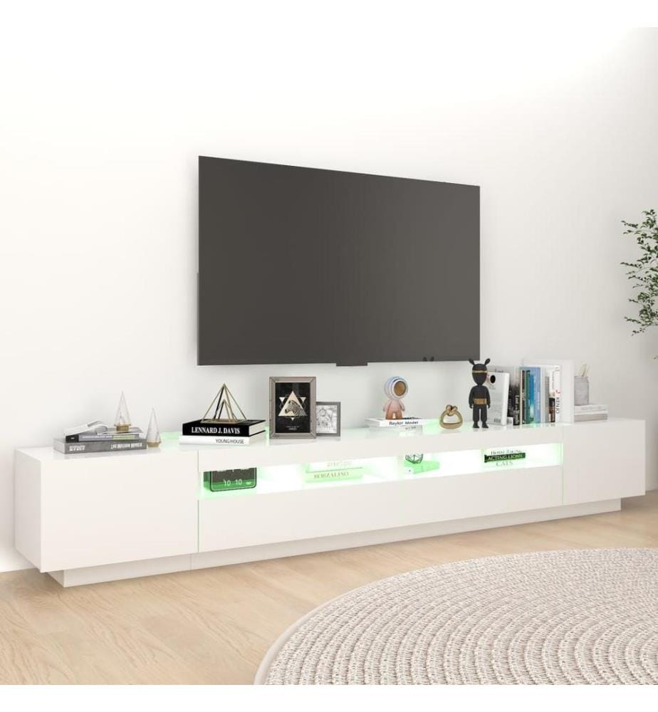 TV-Schrank mit LED-Leuchten Weiss 260x35x40cm