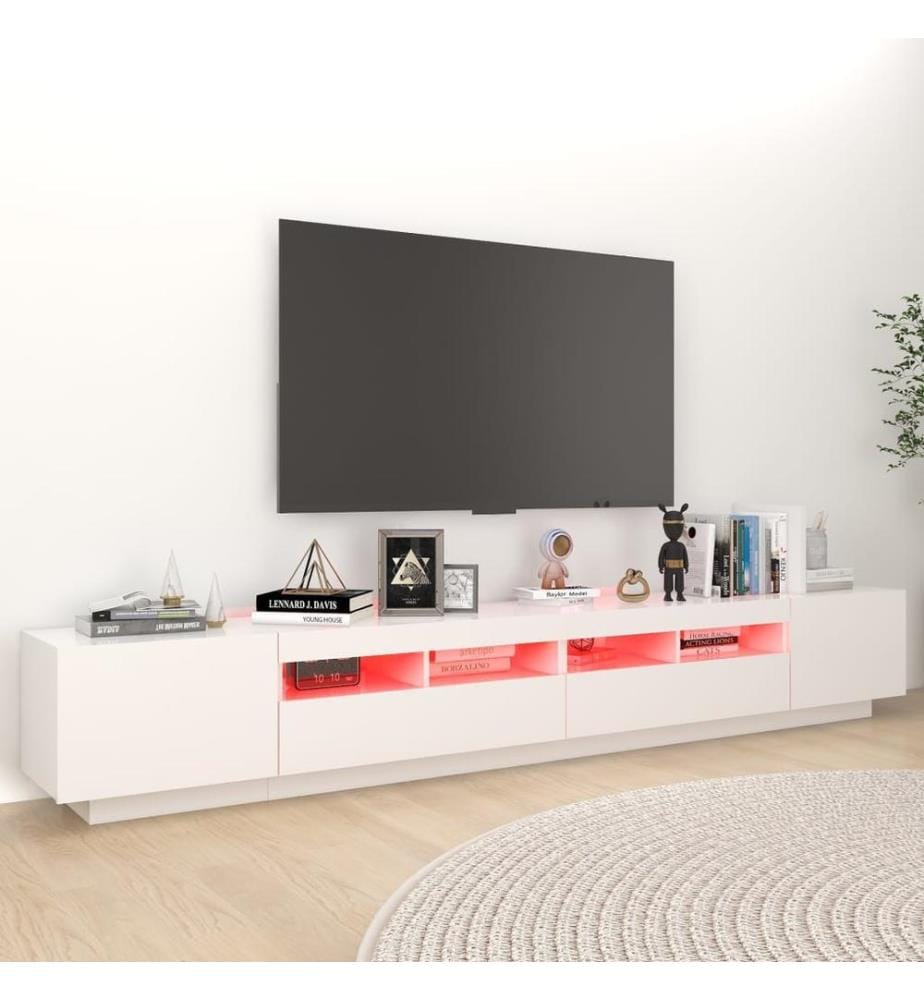 TV-Schrank mit LED-Leuchten Weiss 260x35x40cm