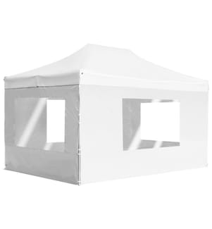 Profi-Partyzelt Faltbar mit Wänden Aluminium 4,5×3m Weiss
