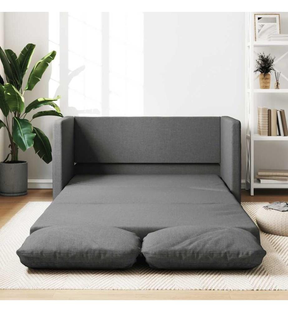 Bodensofa mit Schlaffunktion Dunkelgrau 112x174x55 cm Stoff