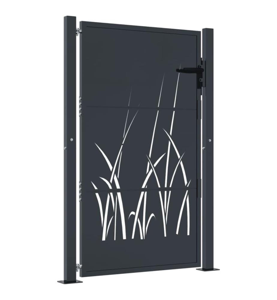 Gartentor Anthrazit 105x155 cm Stahl Gras-Design