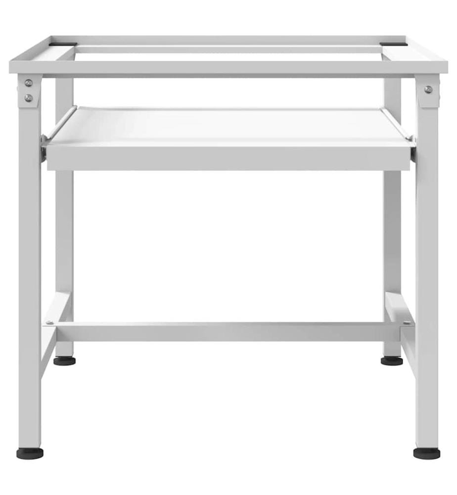 Socle pour machine à laver avec étagère coulissante Blanc