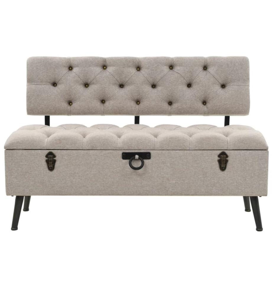 Banc de rangement avec dossier 110 cm Crème Tissu
