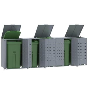 Mülltonnenbox für 5 Tonnen Grau 345x79x117 cm Stahl