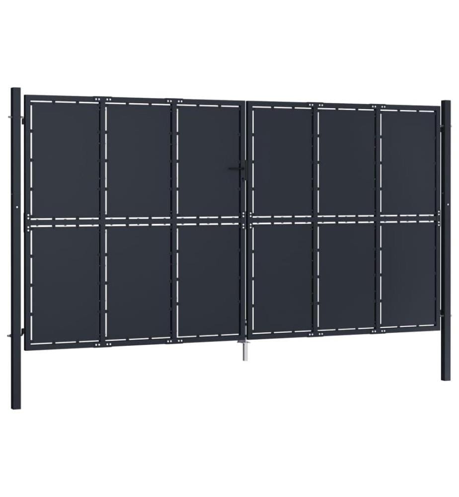 Gartentor Stahl 400 x 175 cm Anthrazit