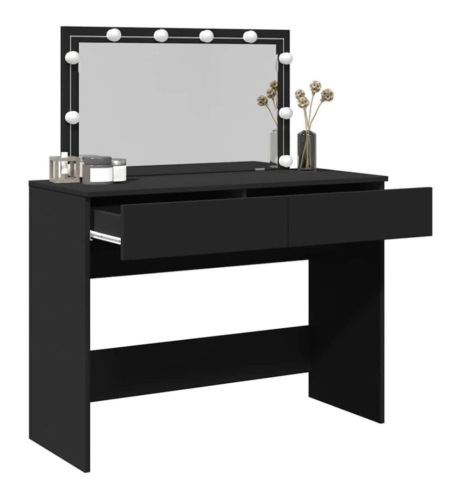 Coiffeuse avec LED noir 100x40x120 cm