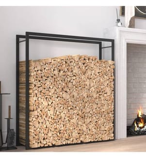 Portant de bois de chauffage Noir mat 110x28x116 cm Acier