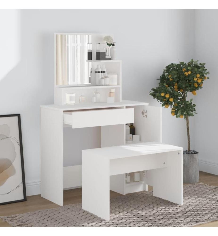 Coiffeuse avec miroir blanc 86,5x35x136 cm