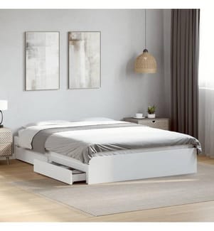 Cadre de lit avec tiroirs sans matelas blanc 140x200 cm