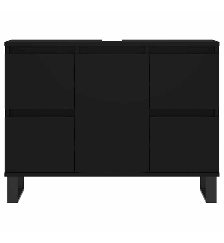 Badschrank Schwarz 80x33x60 cm Holzwerkstoff