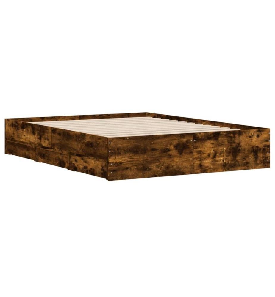 Bettgestell mit Schubladen Räuchereiche 140x200cm Holzwerkstoff
