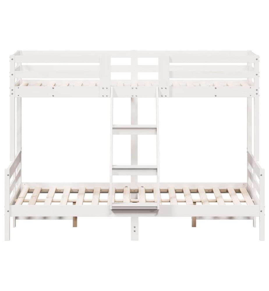 Lit superposé sans matelas 90x200/140x200 cm blanc bois massif