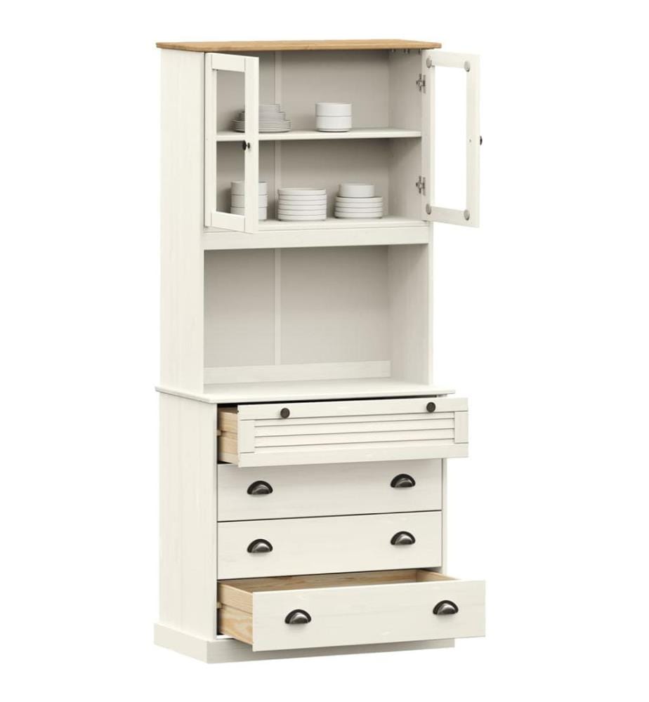 Buffet haut VIGO blanc 80x40x176 cm bois massif de pin