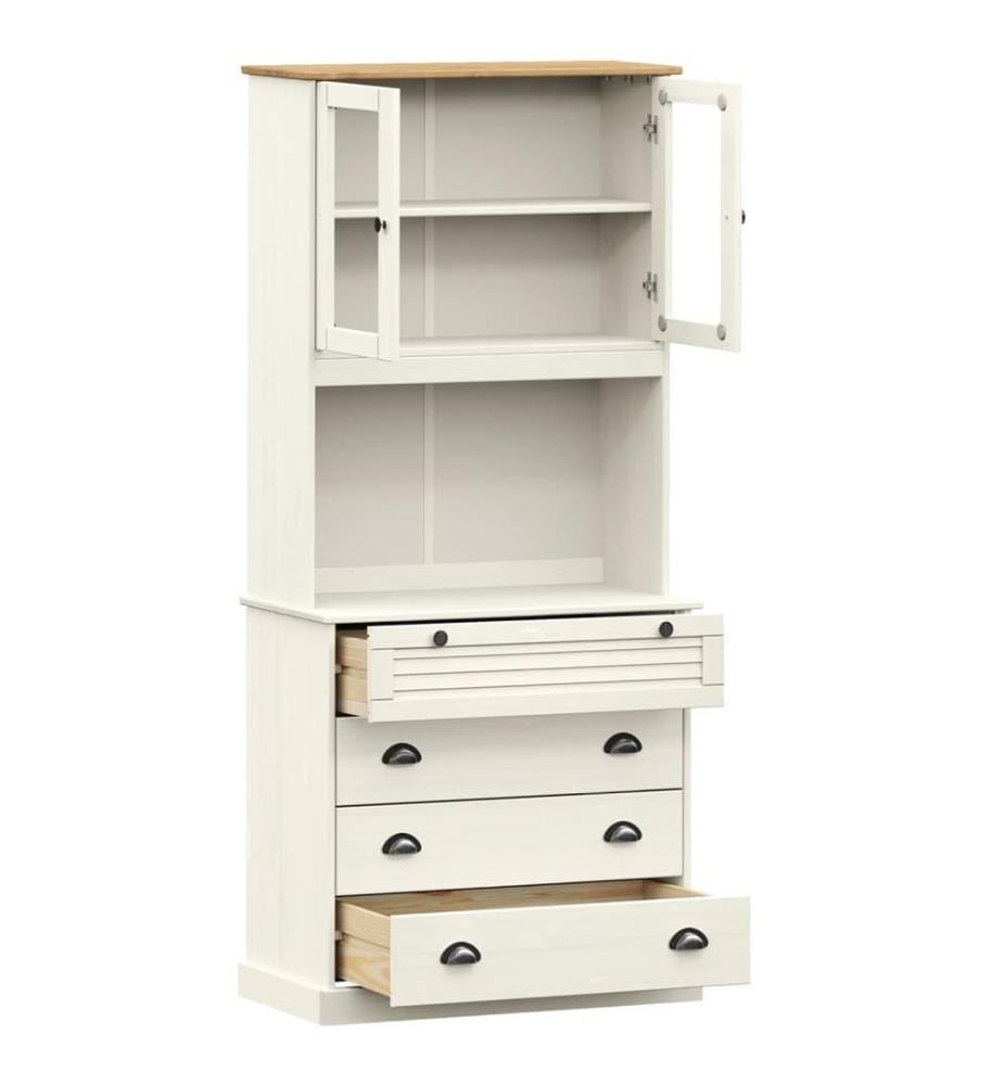 Buffet haut VIGO blanc 80x40x176 cm bois massif de pin