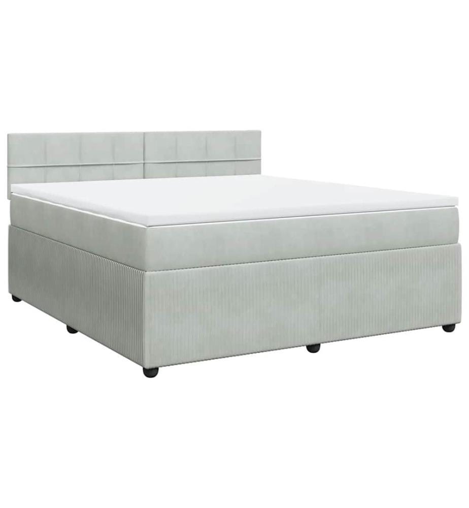 Boxspringbett mit Matratze Hellgrau 180x200 cm Samt