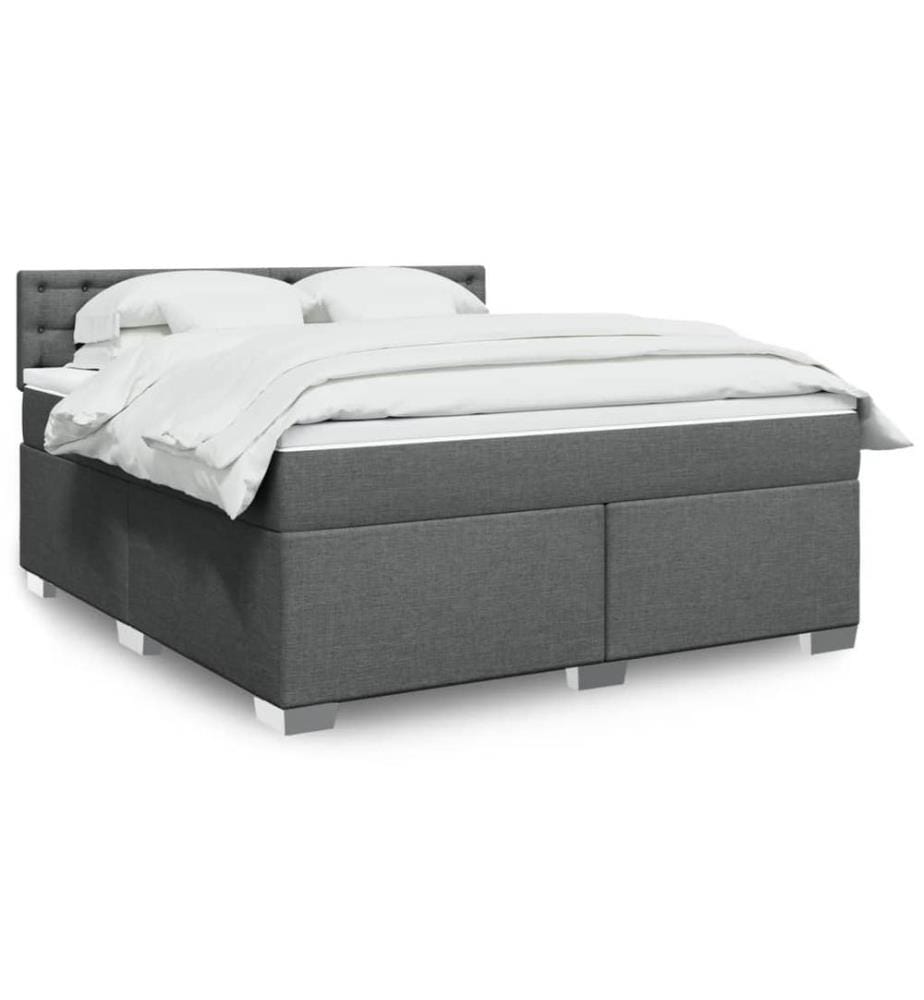 Boxspringbett mit Matratze Dunkelgrau 180x200 cm Stoff