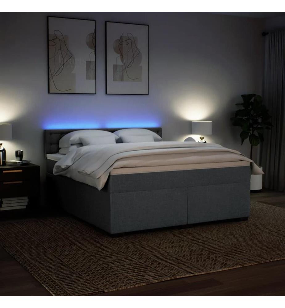 Boxspringbett mit Matratze Dunkelgrau 180x200 cm Stoff
