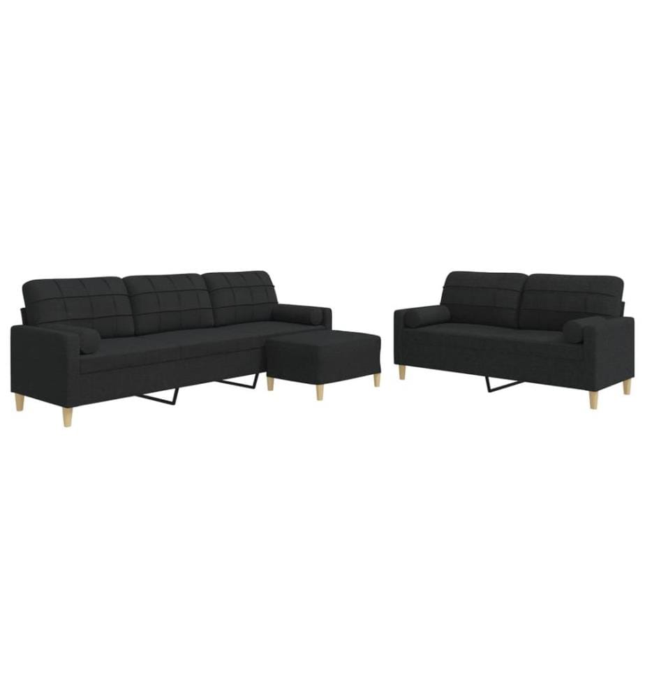 Ensemble de canapés 3 pcs repose-pied et coussins décoratifs
