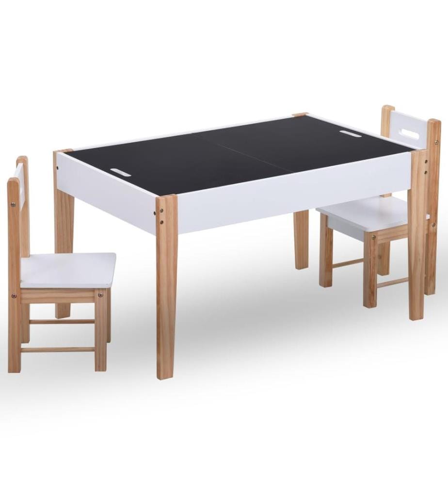 Ensemble de table et chaises pour enfants 3 pcs Noir et blanc