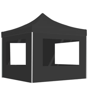Profi-Partyzelt Faltbar mit Wänden Aluminium 3×3m Anthrazit