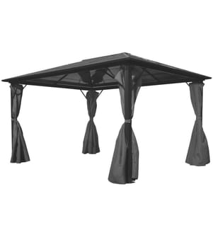 Pavillon mit Vorhängen Anthrazit Aluminium 400 x 300 cm
