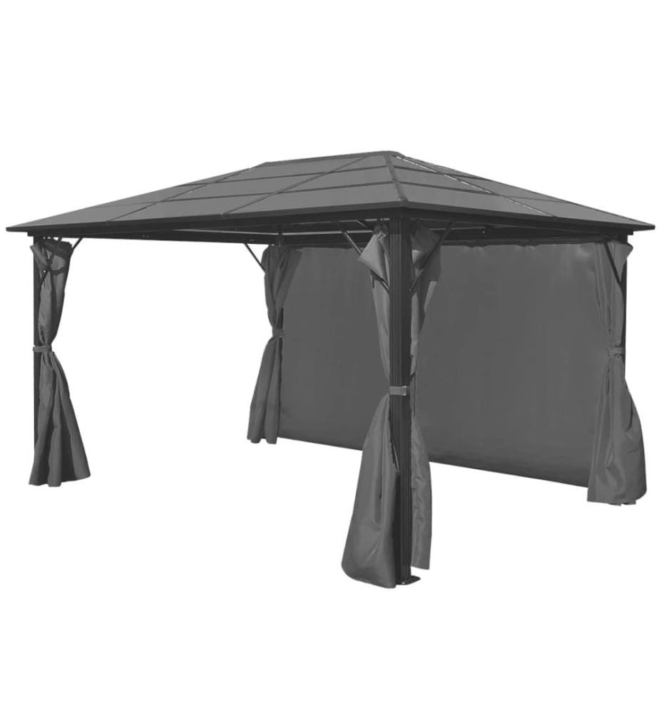 Pavillon mit Vorhängen Anthrazit Aluminium 400 x 300 cm