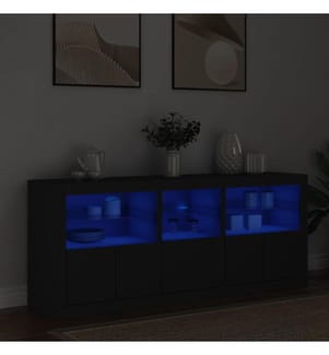 Sideboard mit LED-Leuchten Schwarz 162x37x67 cm