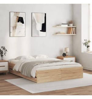 Cadre de lit avec tiroirs sans matelas chêne sonoma 140x200 cm