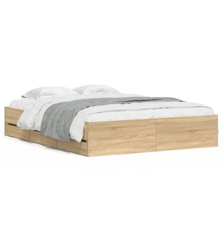 Bettgestell mit Schubladen Sonoma-Eiche 140x200cm Holzwerkstoff