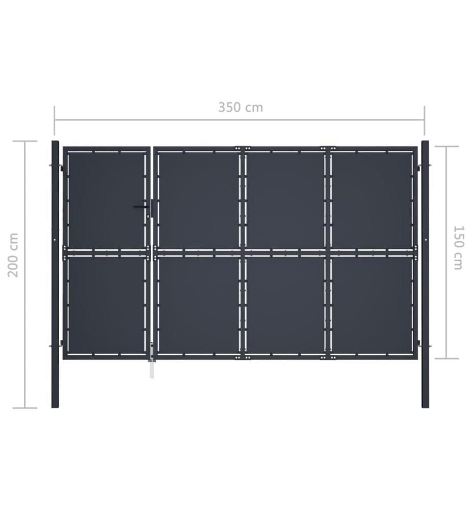 Gartentor Stahl 350 x 150 cm Anthrazit
