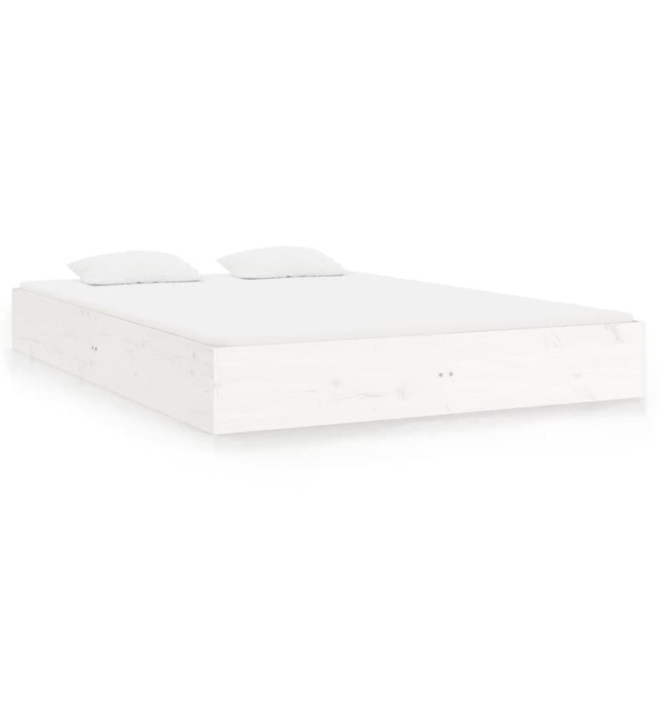Cadre de lit sans matelas blanc bois massif 180x200 cm