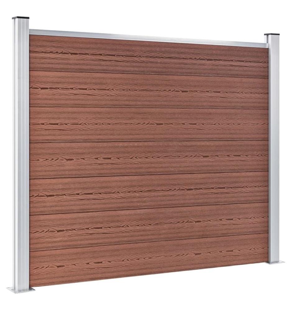 Ensemble de panneau de clôture WPC 526x146 cm Marron