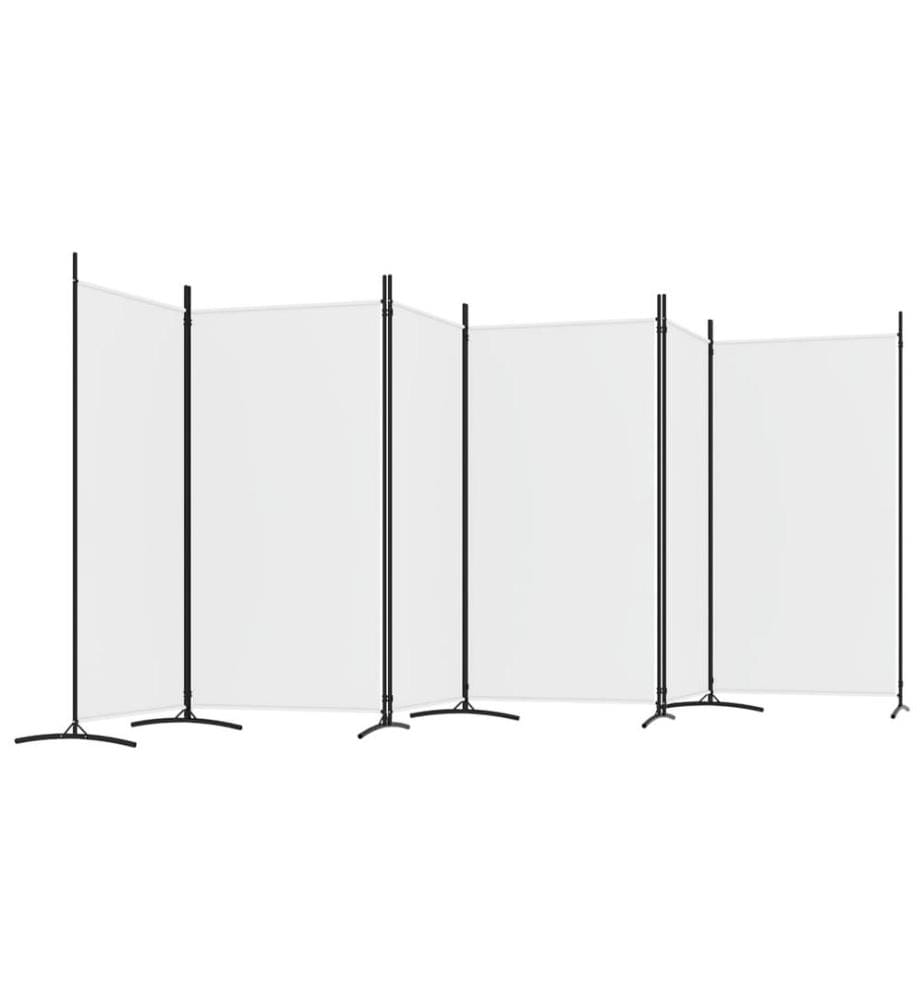 Cloison de séparation 6 panneaux Blanc 520x180 cm Tissu