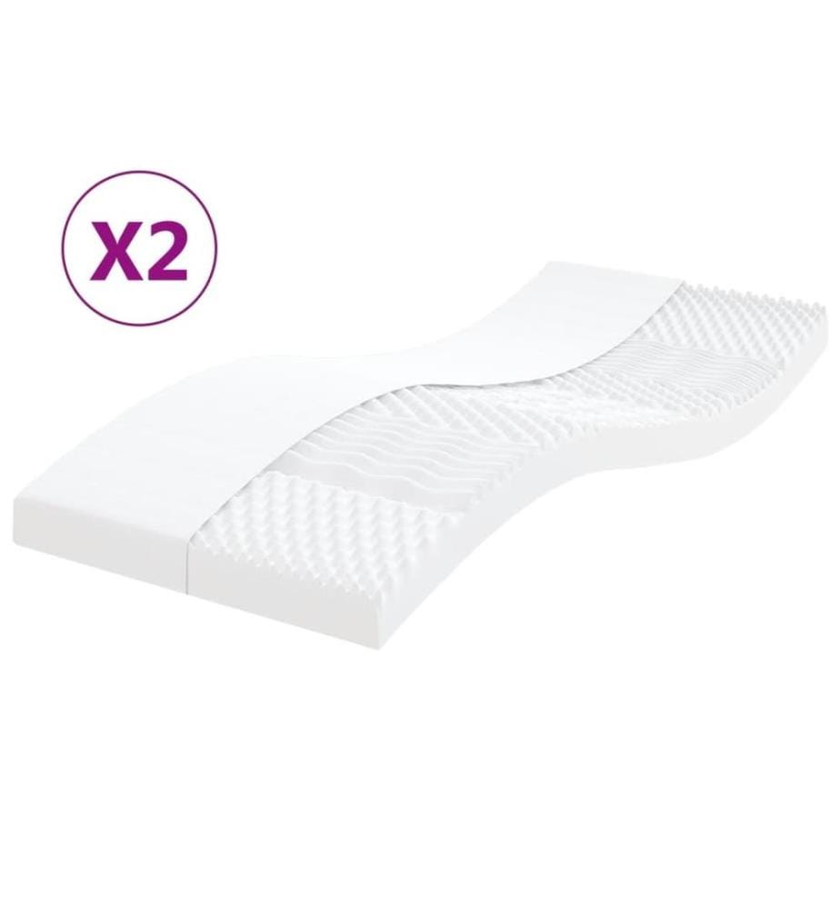Matelas en mousse 2 pcs blanc 90x200 cm 7 zones dureté 20 ILD