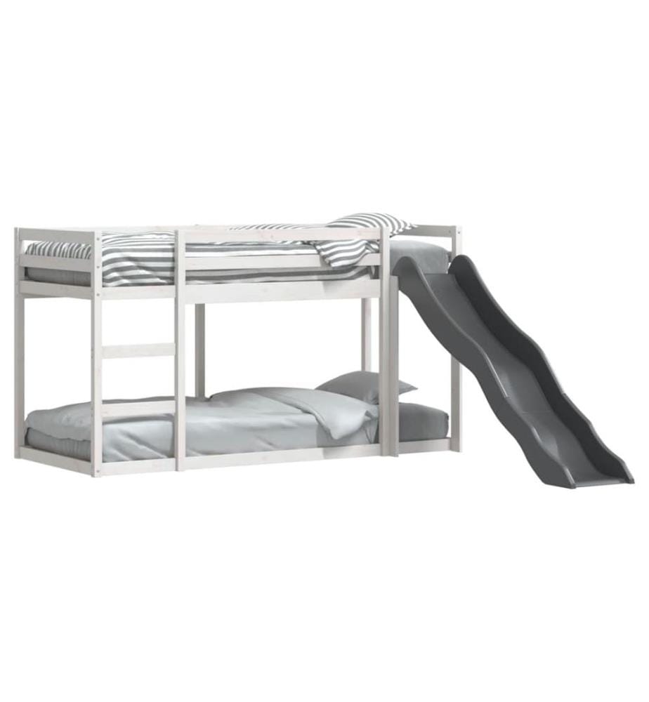 Lit superposé avec toboggan et échelle sans matelas 90x200 cm