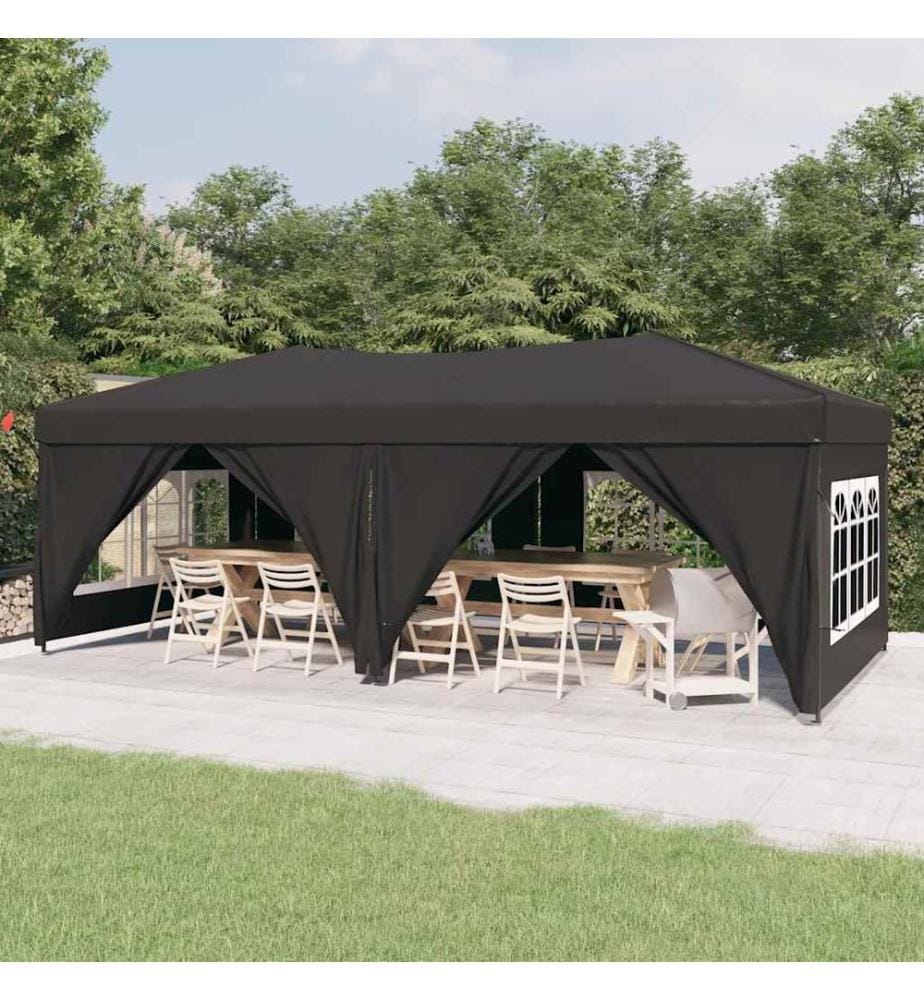 Tente de réception pliable avec parois Anthracite 3x6 m