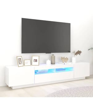 TV-Schrank mit LED-Leuchten Weiss 200x35x40 cm
