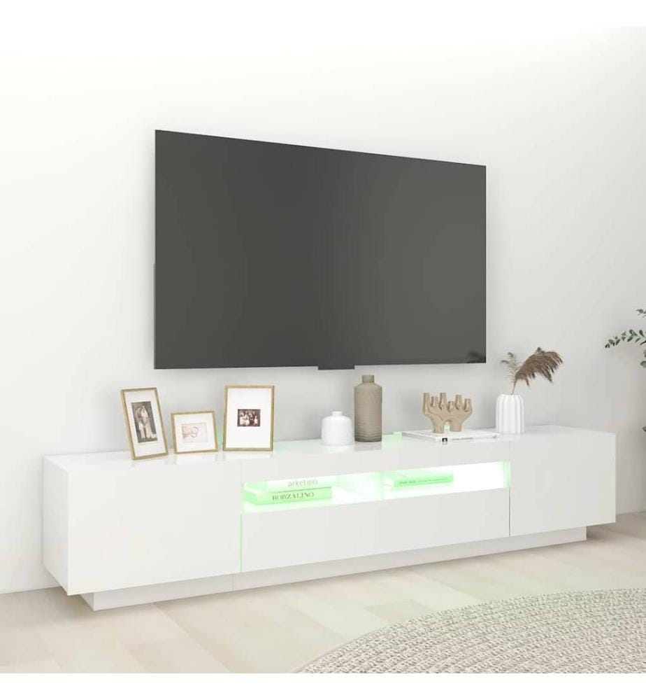 TV-Schrank mit LED-Leuchten Weiss 200x35x40 cm