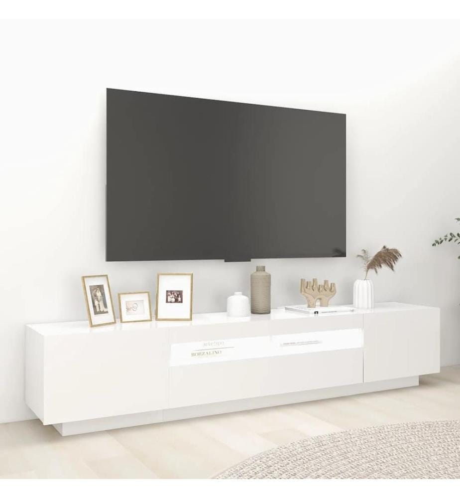 TV-Schrank mit LED-Leuchten Weiss 200x35x40 cm
