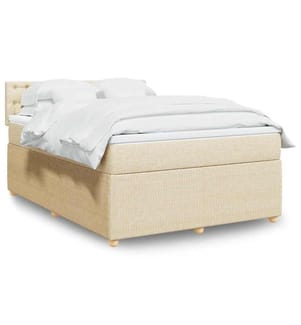 Sommier à lattes de lit avec matelas Crème 140x200 cm Tissu
