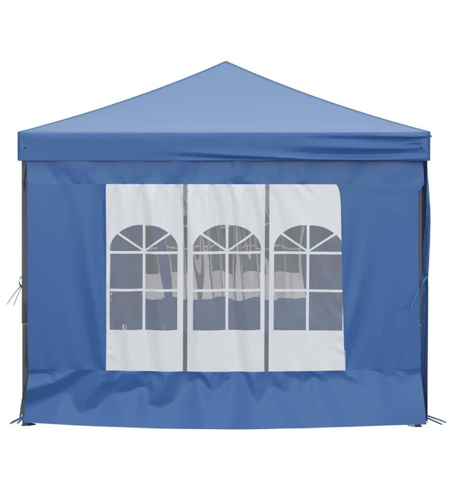 Tente de réception pliable avec parois Bleu 3x6 m