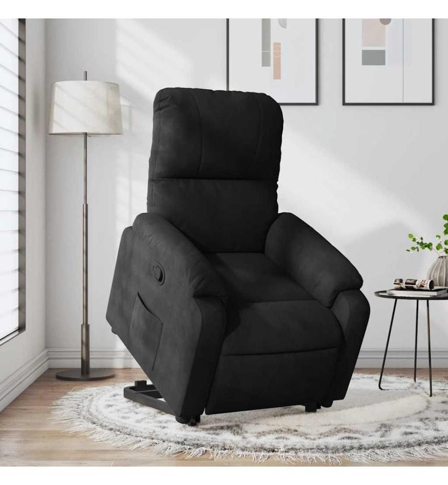 Relaxsessel mit Aufstehhilfe Schwarz Mikrofasergewebe
