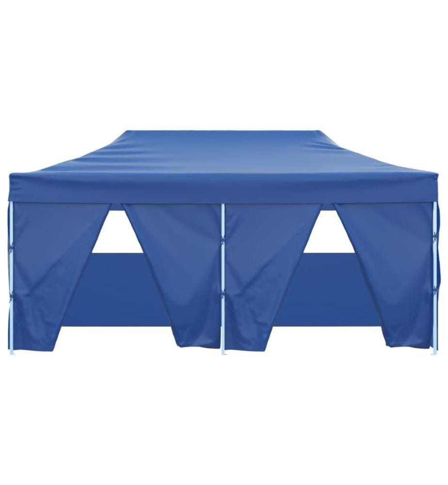 Tente de réception pliable avec 4 parois 3x6 m Acier Bleu