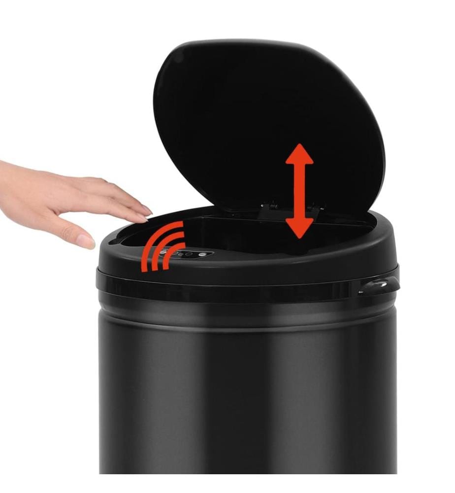 Automatischer Sensor-Mülleimer 40 L Kohlenstoffstahl Schwarz