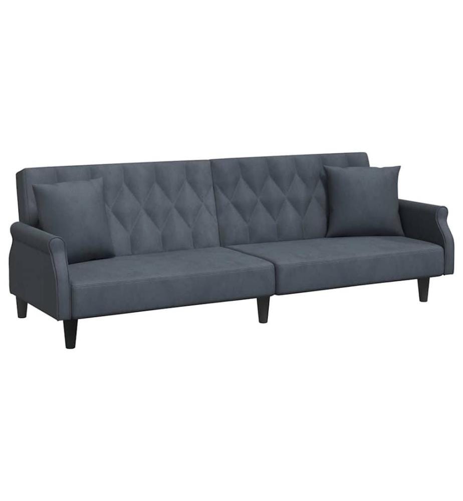 Schlafsofa mit Armlehnen Dunkelgrau Samt